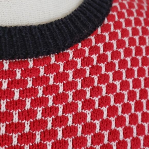 Zara Checkered Red White Black 3/4-Sleeve Sweater - Picture 3 of 4